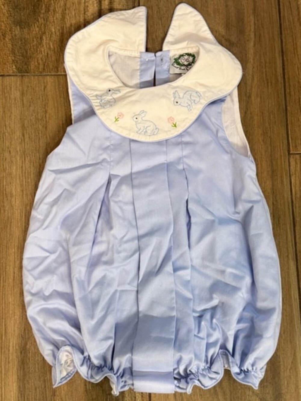 Blue Baby Romper with Embroidered Collar